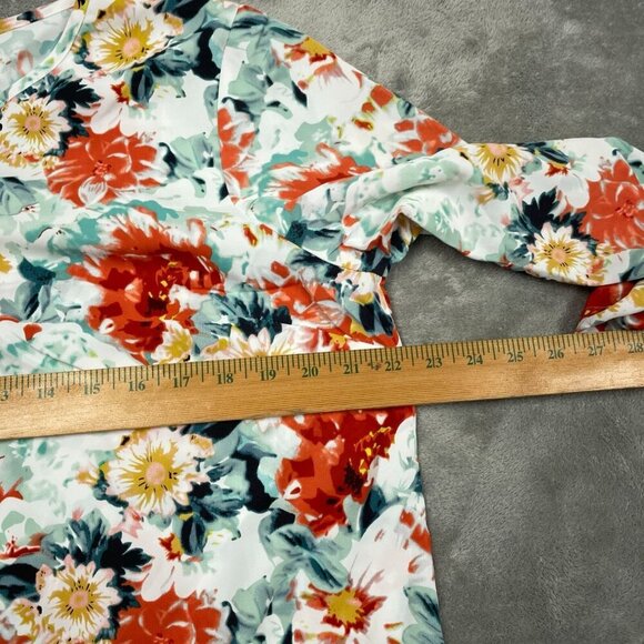 Mario Serrani Italy Floral V-Neck Top L/G 100% Polyester Lightweight NWT 6225 - Picture 7 of 8